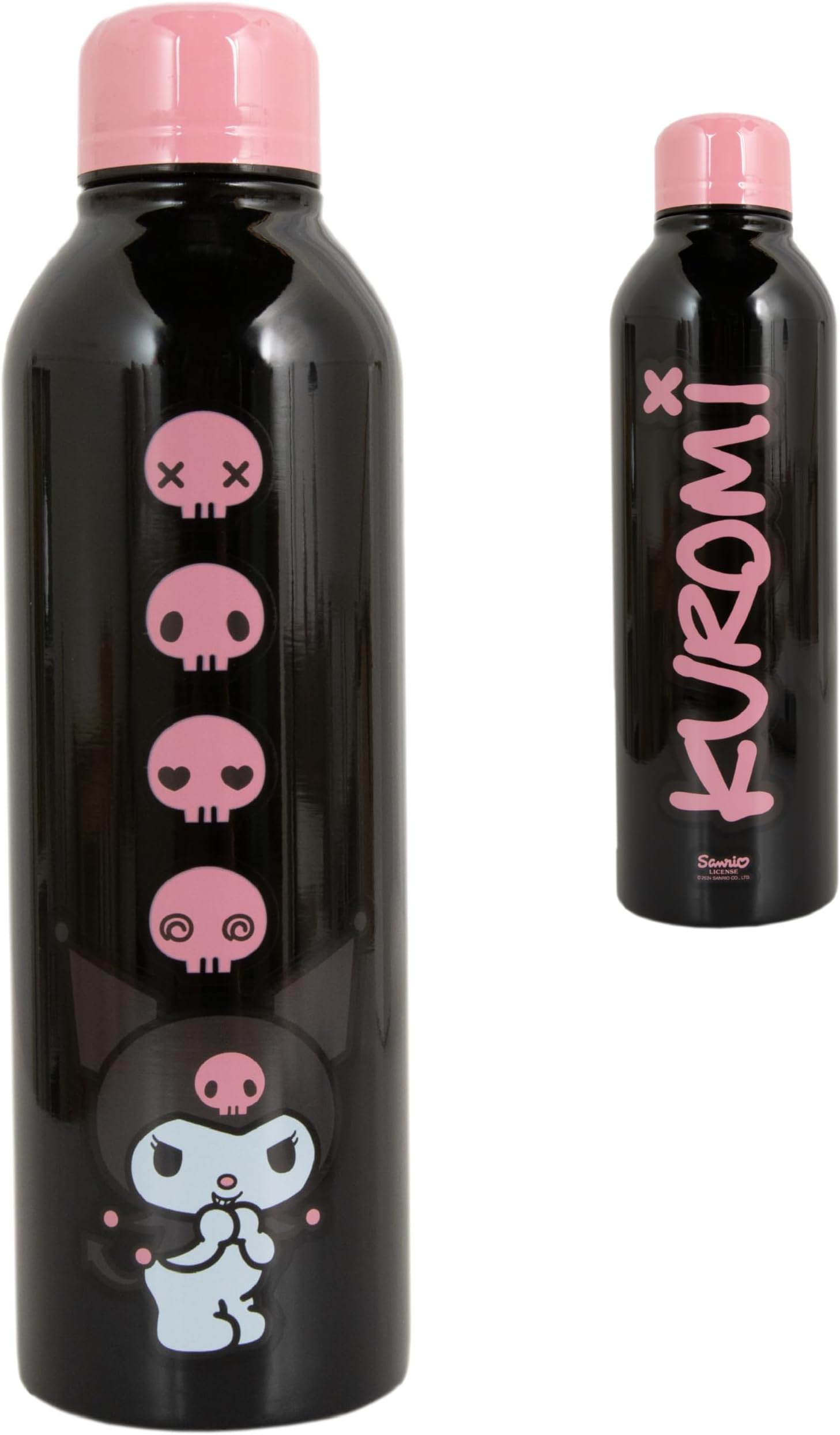 Blue Sky Studios Hello Kitty Kuromi Metal Water Bottle, Durable Stainless Steel, 700 ml Capacity, Licensed Hello Kitty Merchandise School Supplies & Gifts