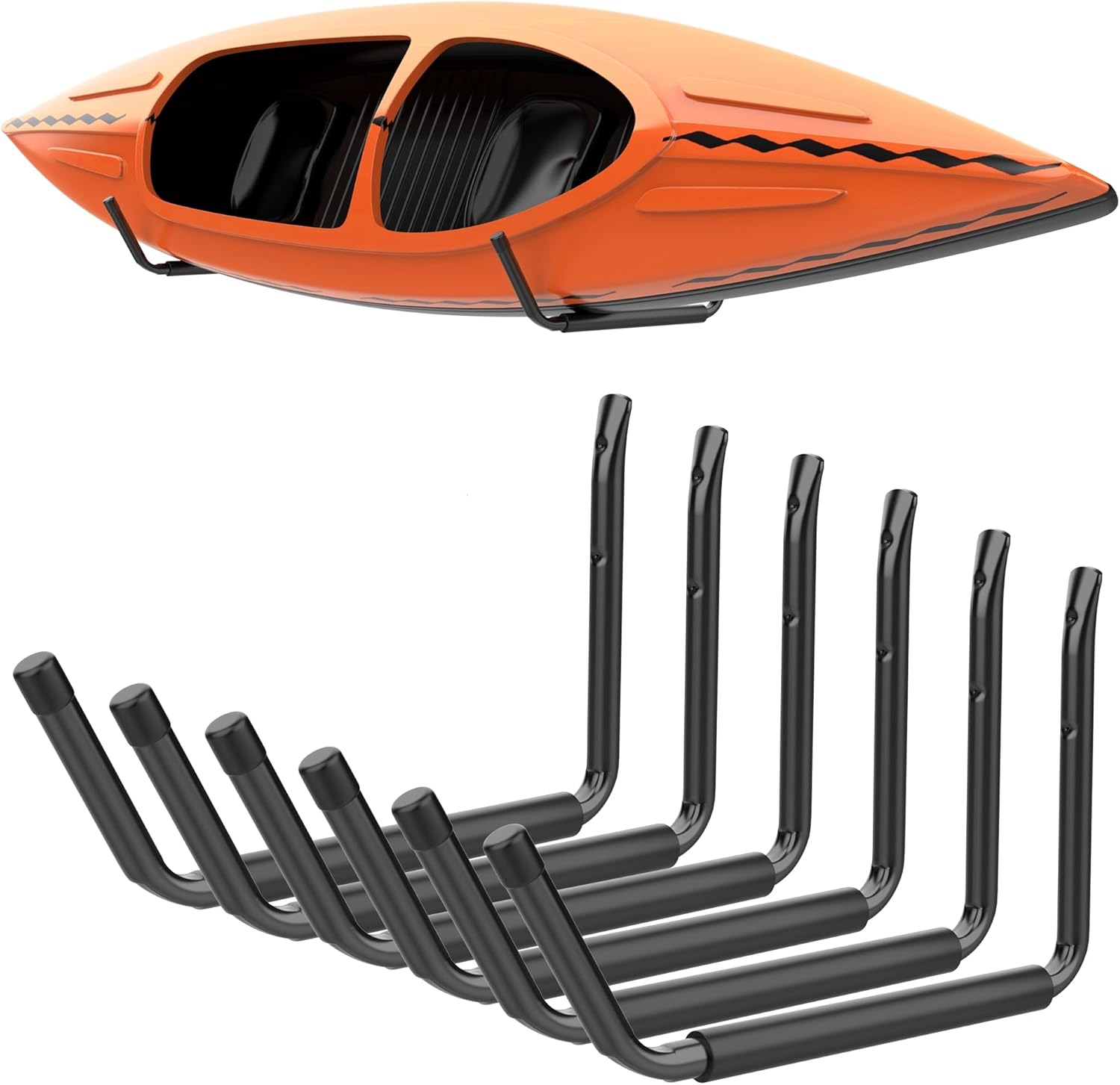 TORACK Kayak Storage Rack, Kayak Wall Mount for Garage Indoor/Outdoor Lightweight Kayaks Holders for Surfboards, Skis, Snowboards, Paddle Boards Holds Up to 50 lbs(Pack of 6)
