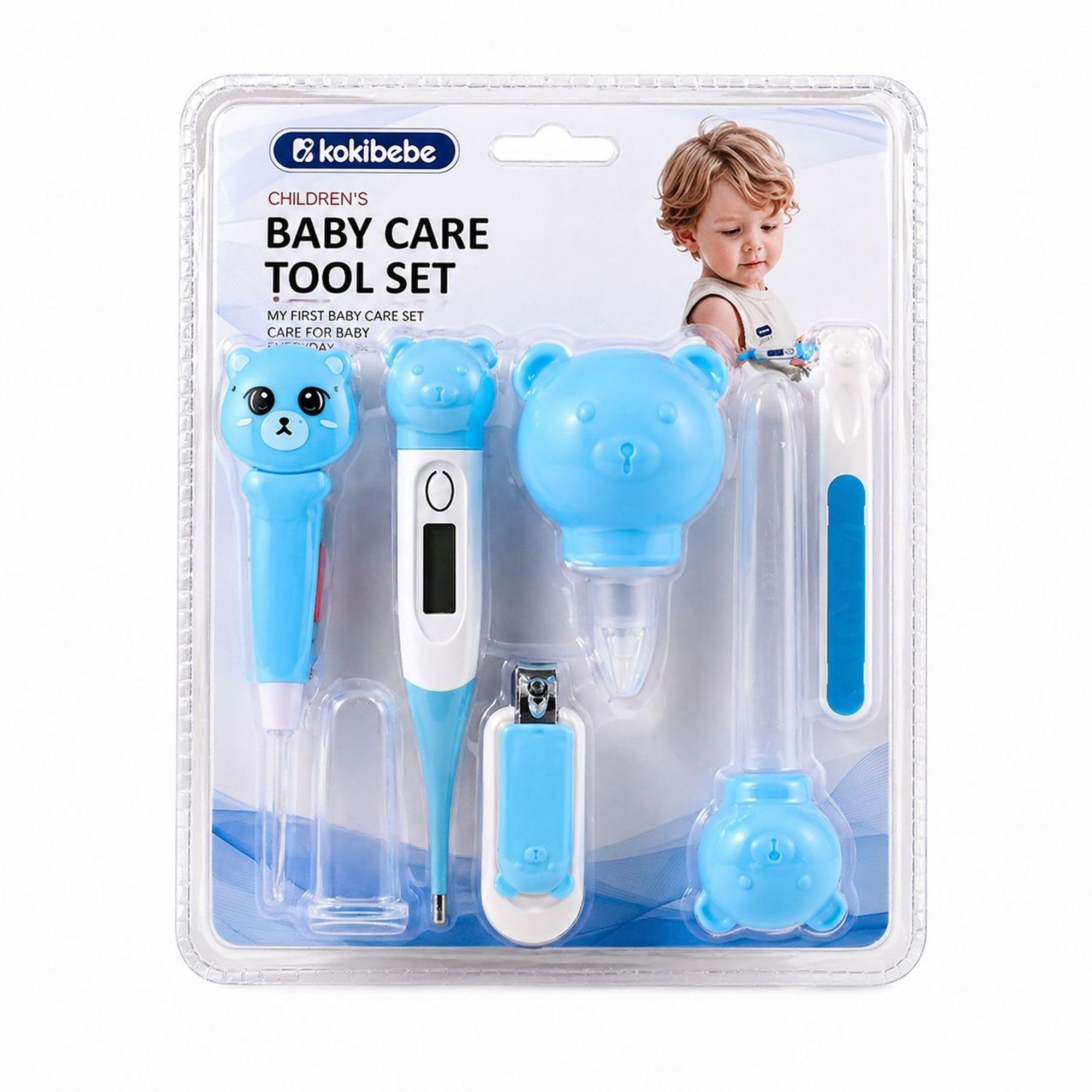 HI MOM Baby Care Tool Set 5 in 1 Newborn Healthcare Grooming Kit with Digital Thermometer Nasal Aspirator Medicine Dropper Nail Clipper and Feeding Spoon for Infants Toddlers-image-21