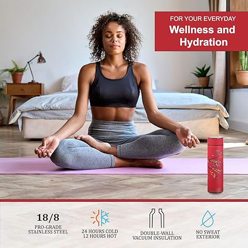 Miniatura 2 de Farasi Infusor de té para té de hojas sueltas botella de agua inteligente con pantalla LED, acero inoxidable, doble pared aislada al vacío para