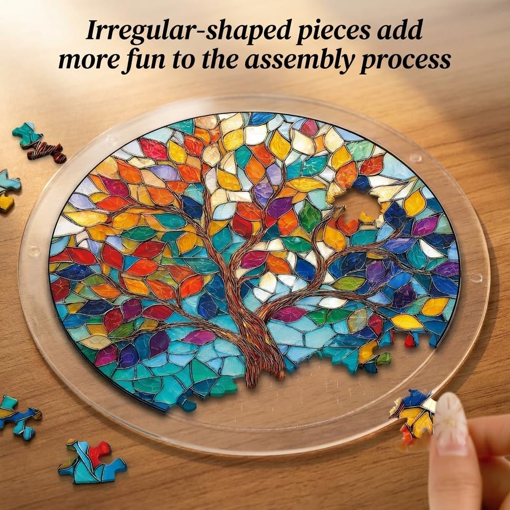 Jigsaw Puzzle Suncatcher, Sun Catcher Puzzle 83 Pieces, Acrylic Puzzle for Adults, Stained Glass Window Hanging Suncatcher, DIY Home Decor Gift for Women Men Mom (Butterflies, 7 inch) - 2
