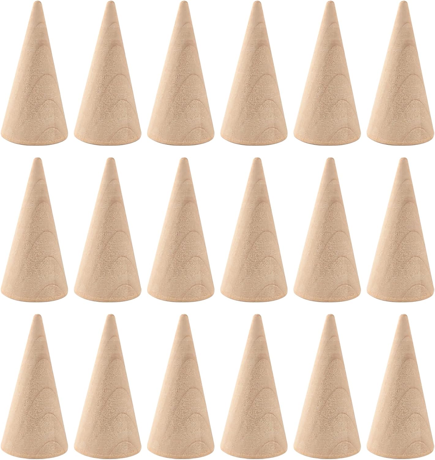 Framendino, 25 Pack Wooden Cone Ring Holder Wood Display Stand Organizer Holders Jewelry DIY Craft