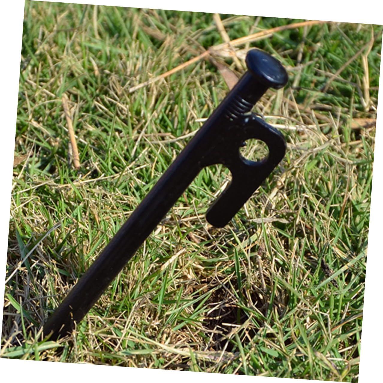 HEMOTON 10pcs Camping Tent Stakes Heavy Duty Metal Pegs 30cm Black with Storage Bag Outdoor Tent Pegs for Windproof Shelter Anchoring