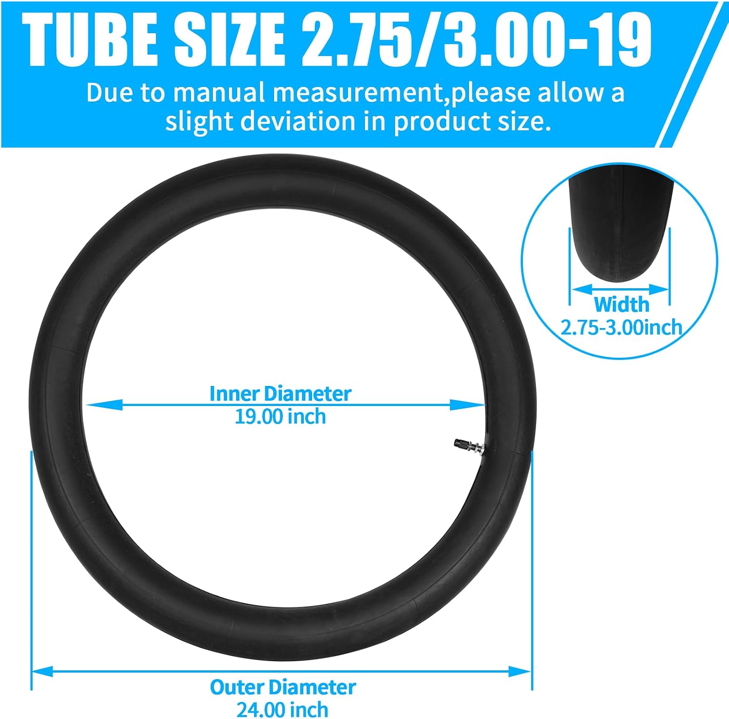 Trkimal 2.75/3.00-19 70/100-19 2.75x19 2.50-19 Inner Tube Compatible for CRF 100F 125FB 150F 450R KX 100 250 500 250F 450F Off Road Motocross Motorcycle Dual Sport Adventure Trail Pit Dirt Bike