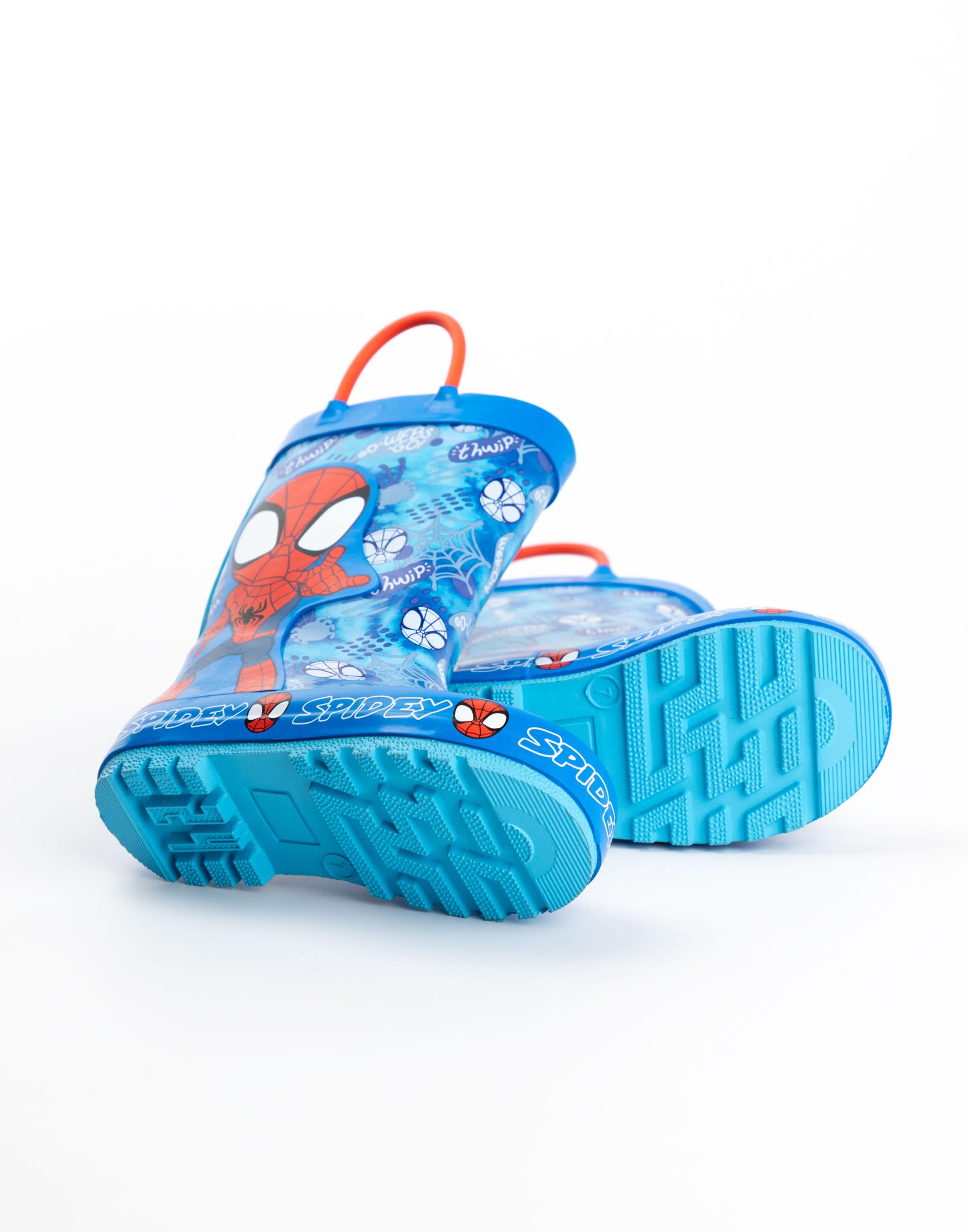 Marvel Bottes en caoutchouc Spiderman garçons | Bottes en caoutchouc pour enfants avec personnage Spiderman et impression Web en bleu et rouge | Bottes en caoutchouc