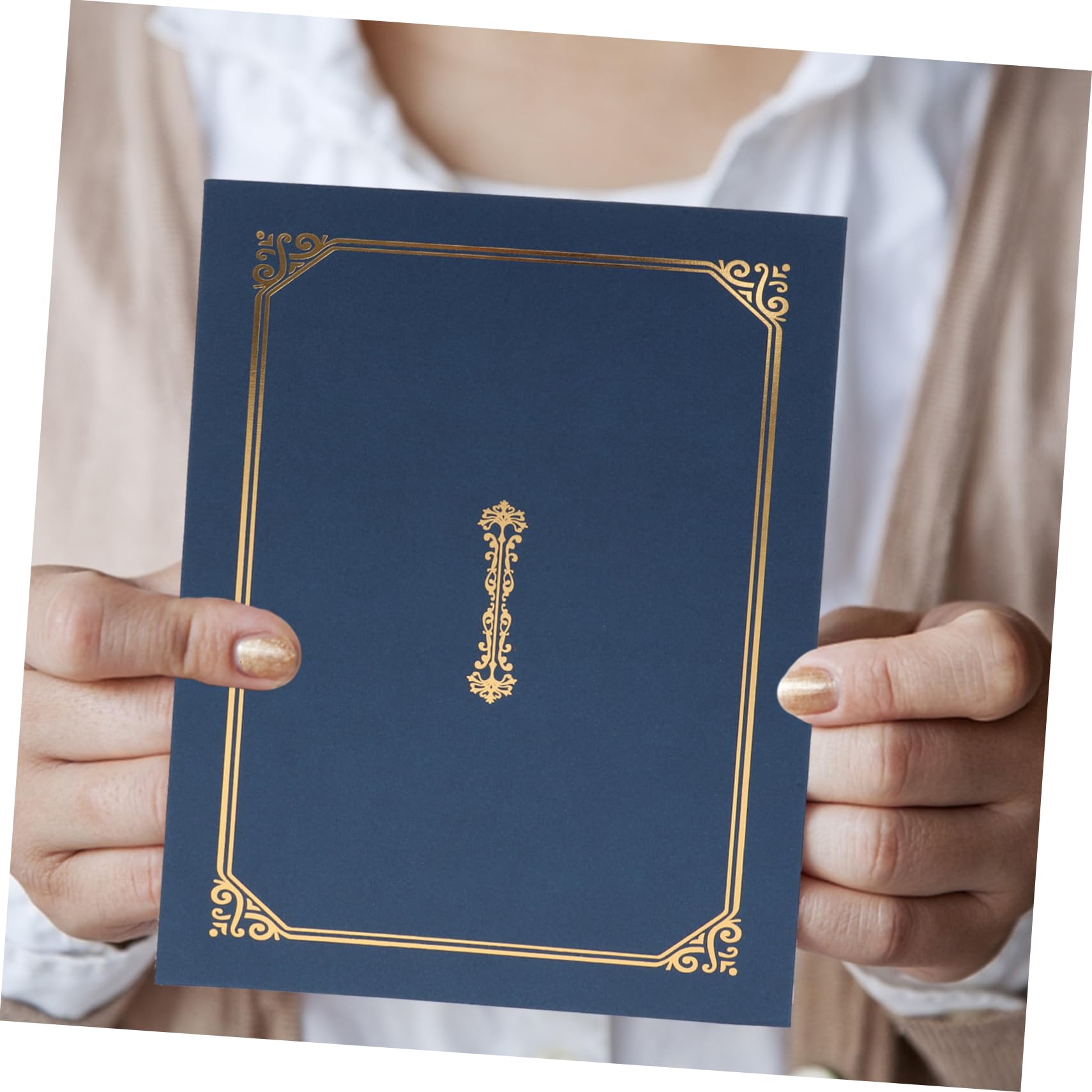 Uonlytech Copertine per Diploma e Copertina Protettiva per Documenti A4 Carta Stampa Oro 5 Pezzi, Cornice Elegante per Certificati Premi Ufficio e Casa
