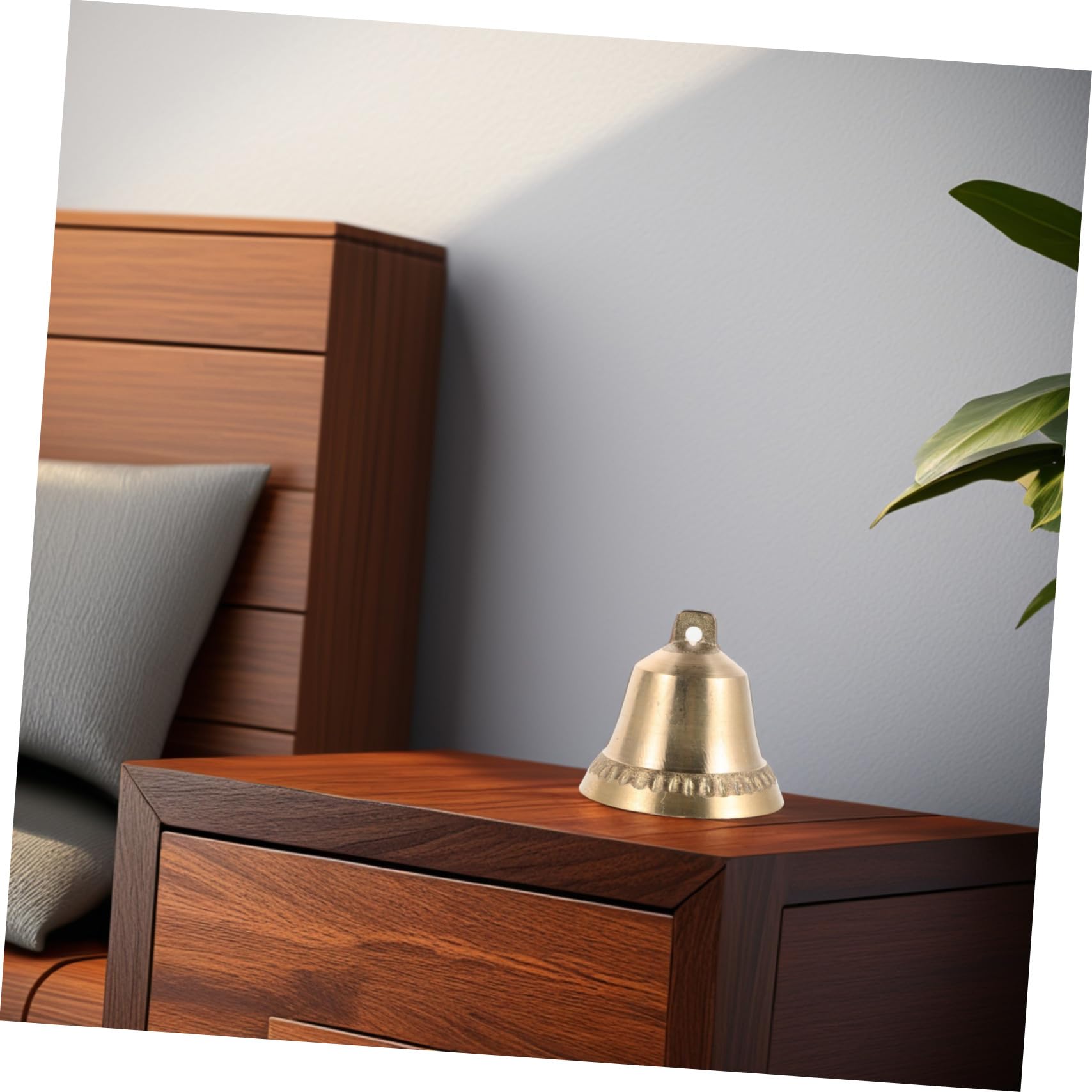 Generic Mały, zabytkowy, mosiężny dzwonek Dzwonek do drzwi Retro z obrożą dla psa, do wystroju domu i ogrodu Dostawa Feng Shui