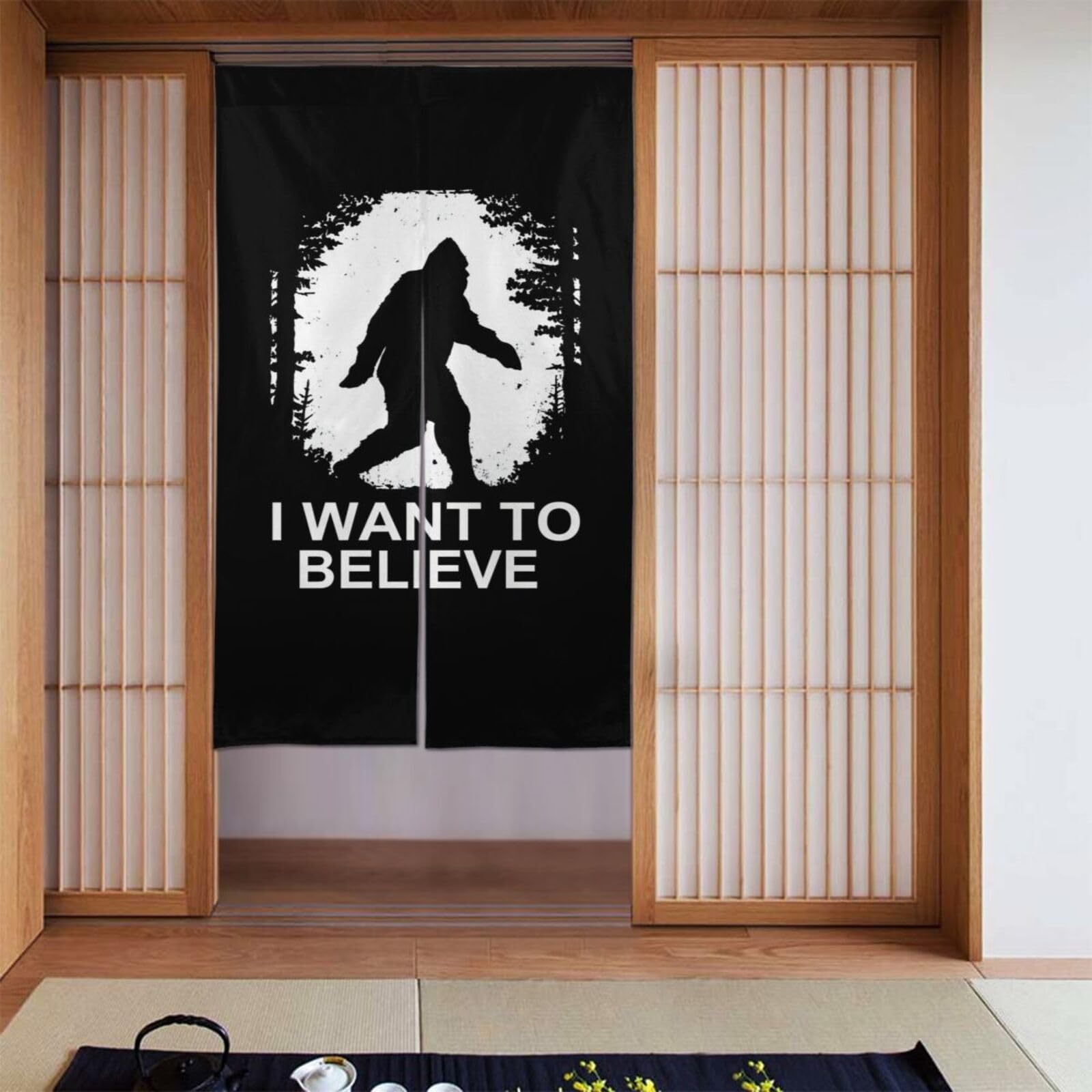 Lukiyys Bigfoot Believe Sasquatch Monsters Door Curtains,Doorways Curtains for Windows,Bedroom Divider 34"X 56"