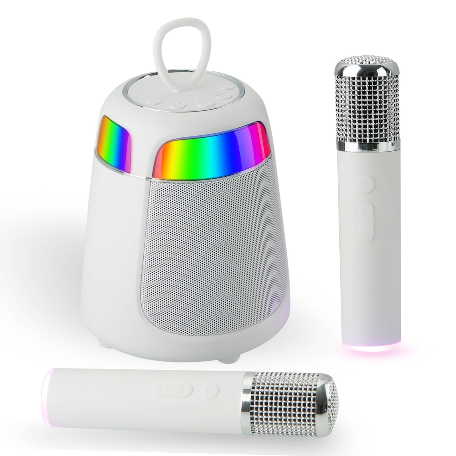 Mini máquina de karaoke, altavoz Bluetooth portátil con 2 micrófonos inalámbricos para adultos y niños, micrófono de karaoke con sistema PA compatible con USB/Tf/Aux para fiestas en casa