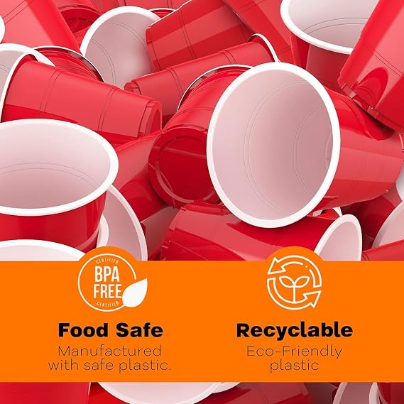 Red Plastic Cups, Disposable Cups 12oz (50 Pack) Cups, Red Party Cups for Birthday,Party,Picnics, Weddings, Christmas, Anniversary