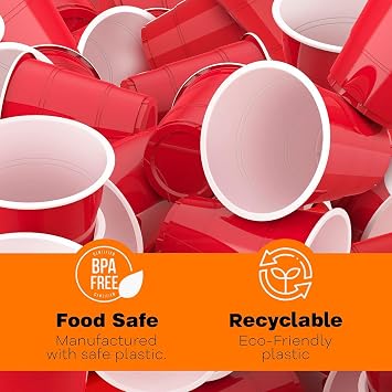 Red Plastic Cups, Disposable Cups 12oz (50 Pack) Cups, Red Party Cups for Birthday,Party,Picnics, Weddings, Christmas, Anniversary