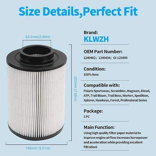 Miniatura 4 de 1240482 1240434 Filtro de aire RZR 800 para Polaris Ranger RZR 4 S 800 900 EFI INTL XP Midsize Crew Diesel EPS RGE MD 4X4 6X6 2009 2010 2011 2012