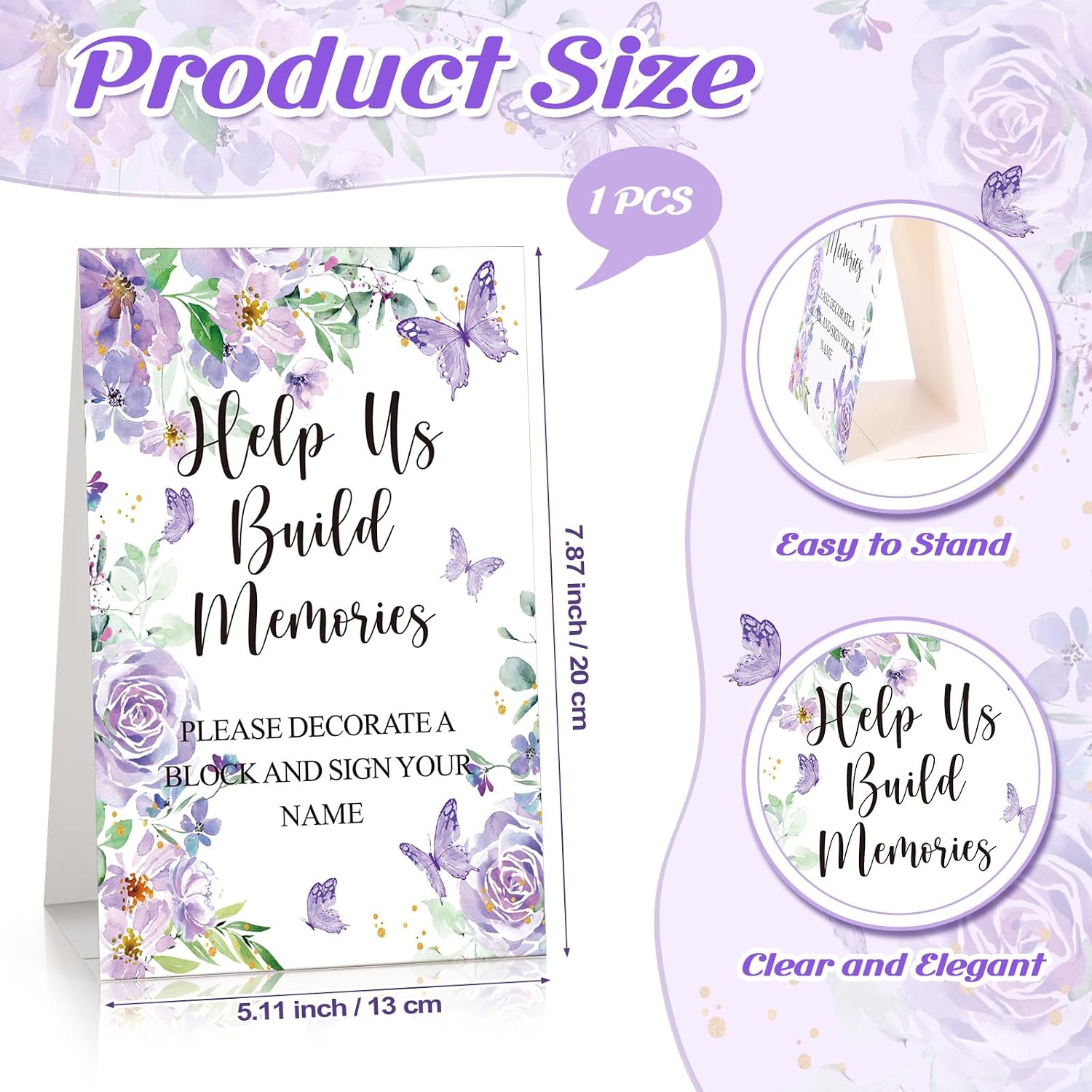 125 Pcs Baby Shower Decorate a Block Game Set, Butterfly image 2