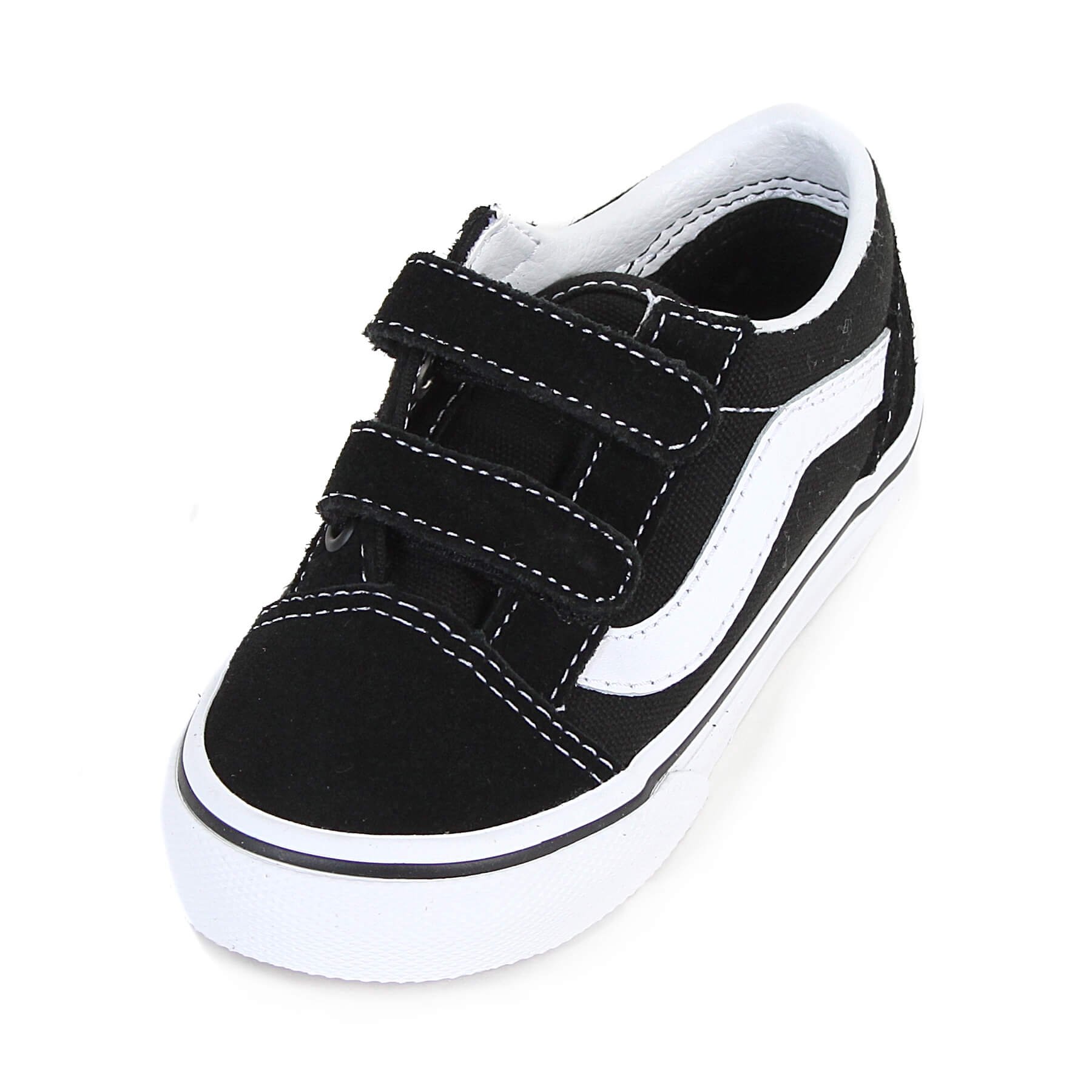 Vans Old Skool Velcro (T) True 4  Black/White in Kids  Size 4, Office Shoes