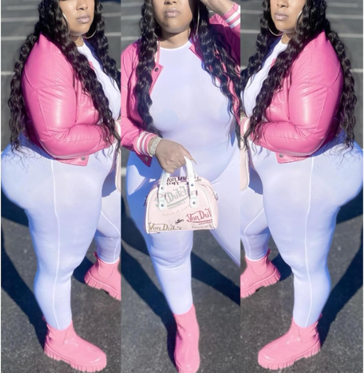 Xaspee Varsity Bomber Jacket Women Causal Baseball Crop Top Letterman Faux Leather Snap Button Sports Outwear Jackets - Image 2