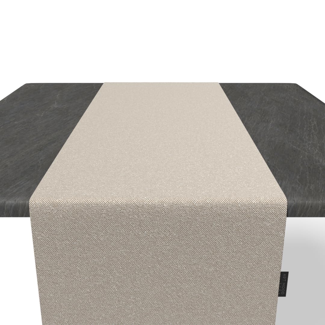 Table Runner , 35 X 140CM, Elegant Dining Table Runners for Dinner Parties, Events, Wedding, Decor for Eid and Ramadan (Cotton Linen Beige)