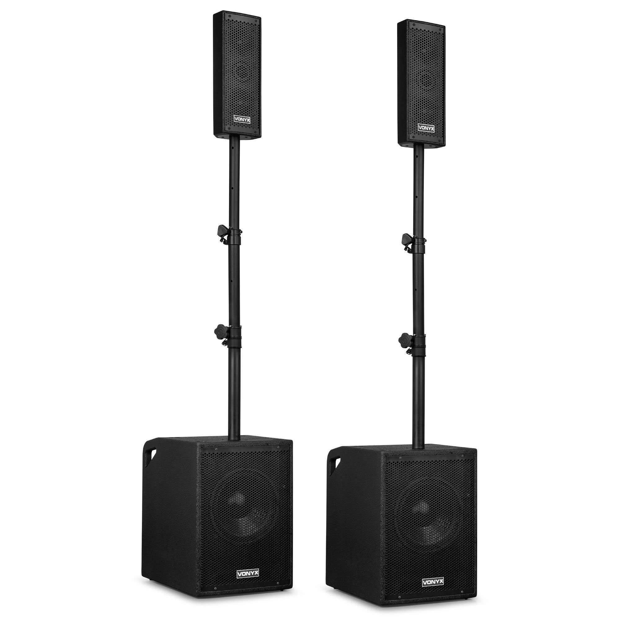 VONYX VX1020BT - Système de sonorisation Actif 1050W 2×10″ avec BT sans Fil, USB, Micro & télécommande - Idéal DJ, soirées et événements