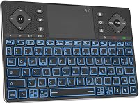 Rii Bluetooth billentyűzet touchpaddal, 12 színű háttérvilágítás, multimédia gombok Smart TV tablet laptop PC-hez fekete 1