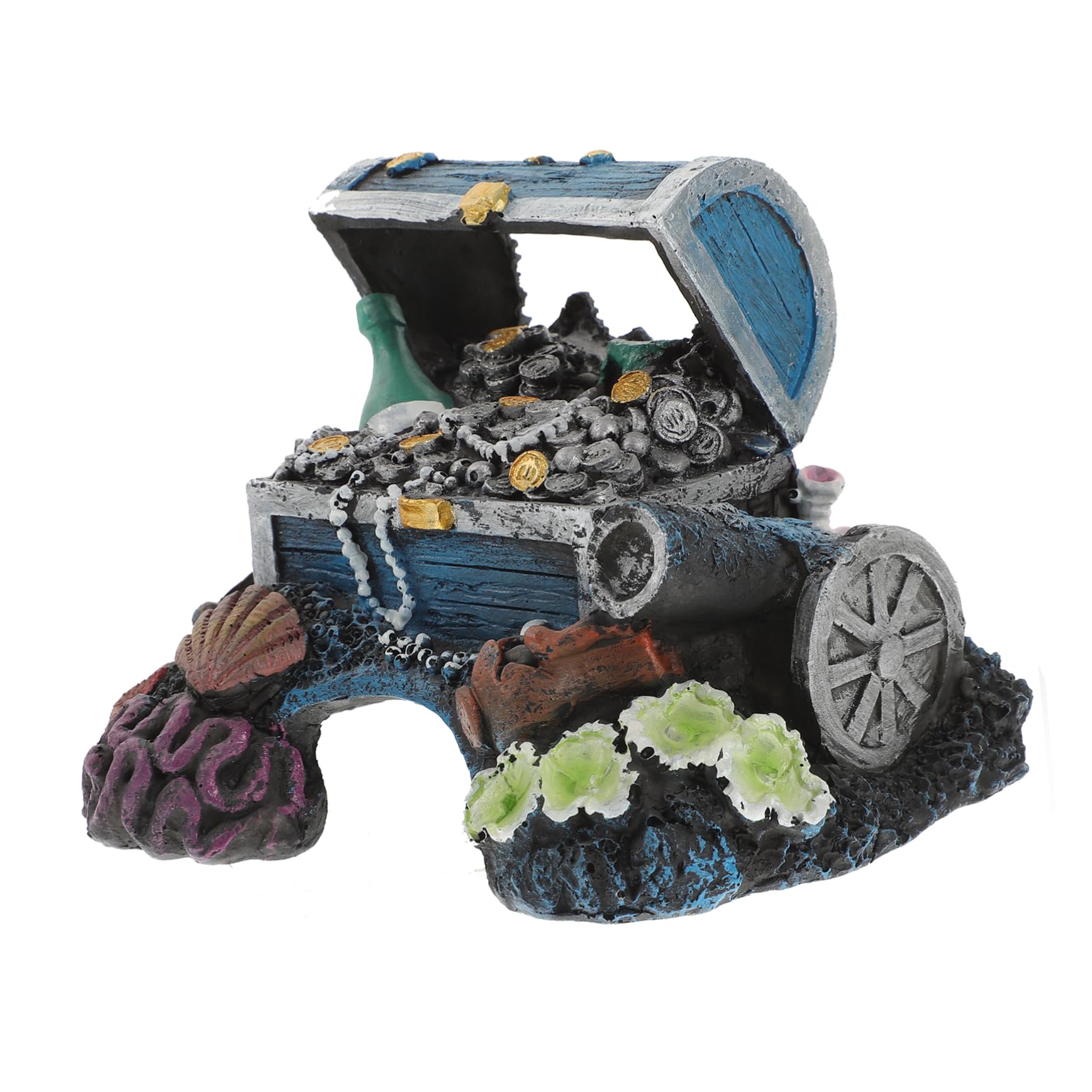 Cofre del , pecera, paisaje, escondite de peces, cueva, adorno de acuario, escondite, pecera, decoración de paisaje, decoración pirata, decoración de pecera, refugio de peces, avión,