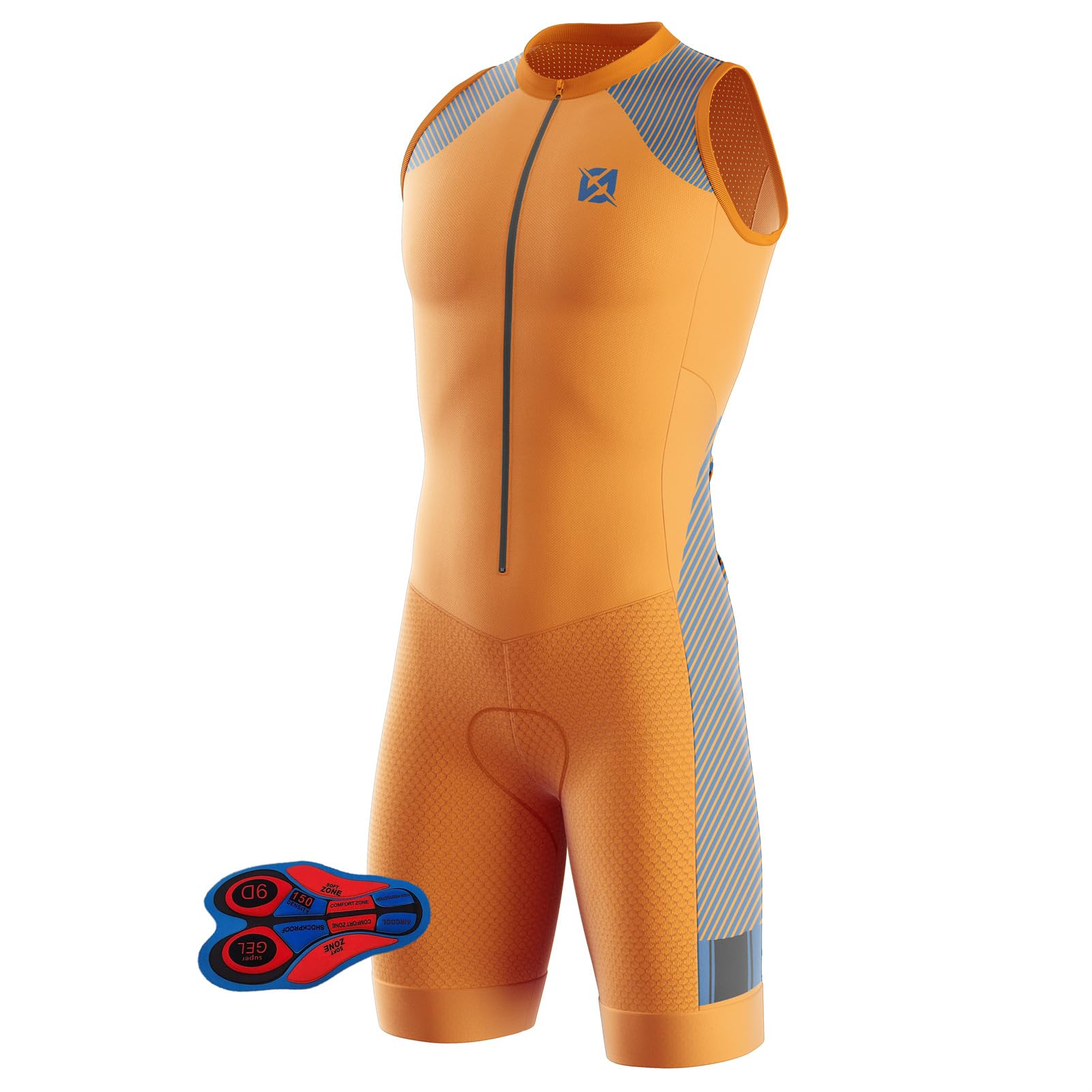 Summer Cycling Skinsuit Triatlón for Hombres, Pro Manga Corta Traje de Ciclismo, Racing Tri Suit de Bicicletas Acolchado de Gel, MTB Mono,Correr, Nadar, Andar en Bicicleta