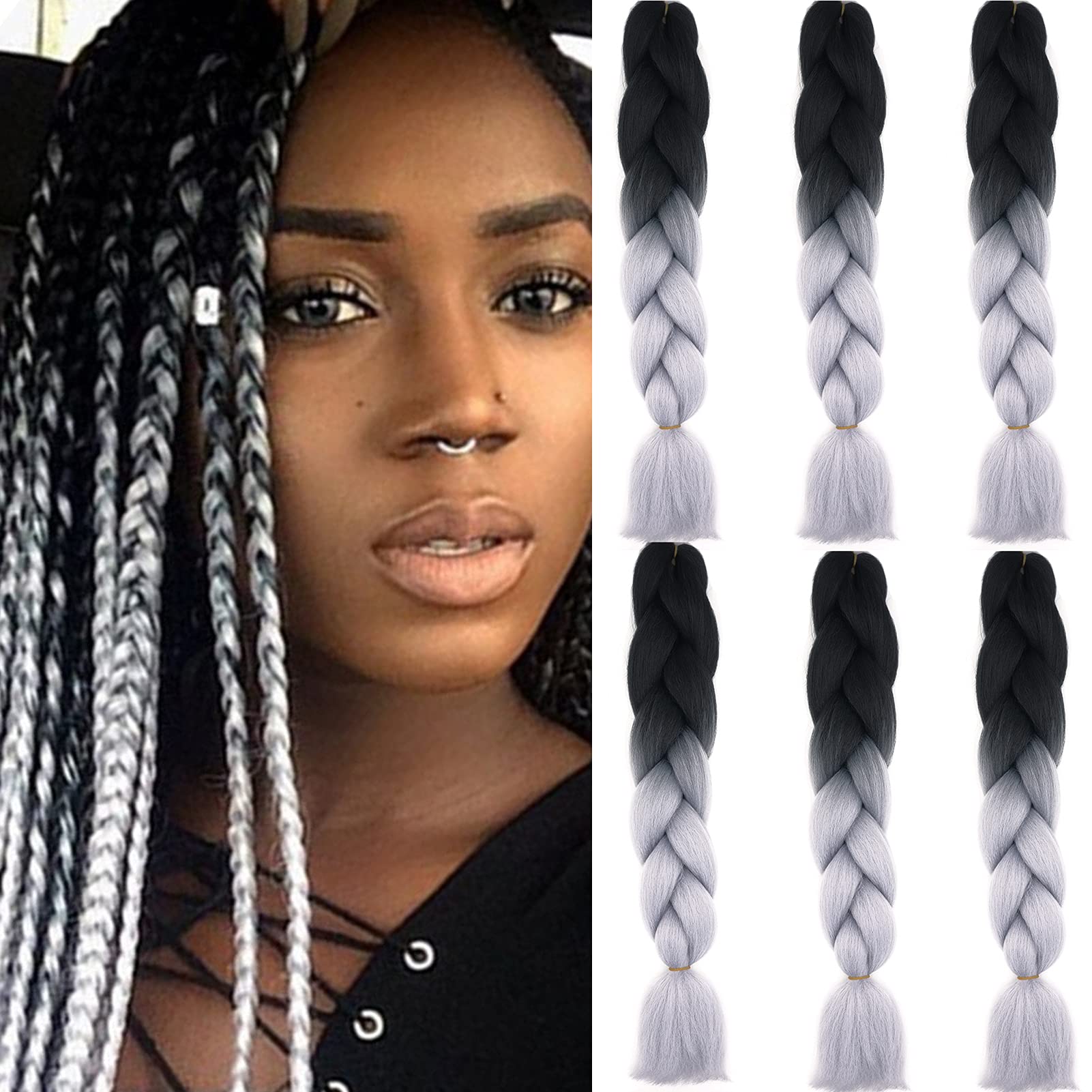 24inch Jumbo Braids Hair Extensions Ombre Braiding Hair Synthetic 3Pieces/lot Crochet Twist High Temperature African Box Braids, Sapphire Blue — view 82