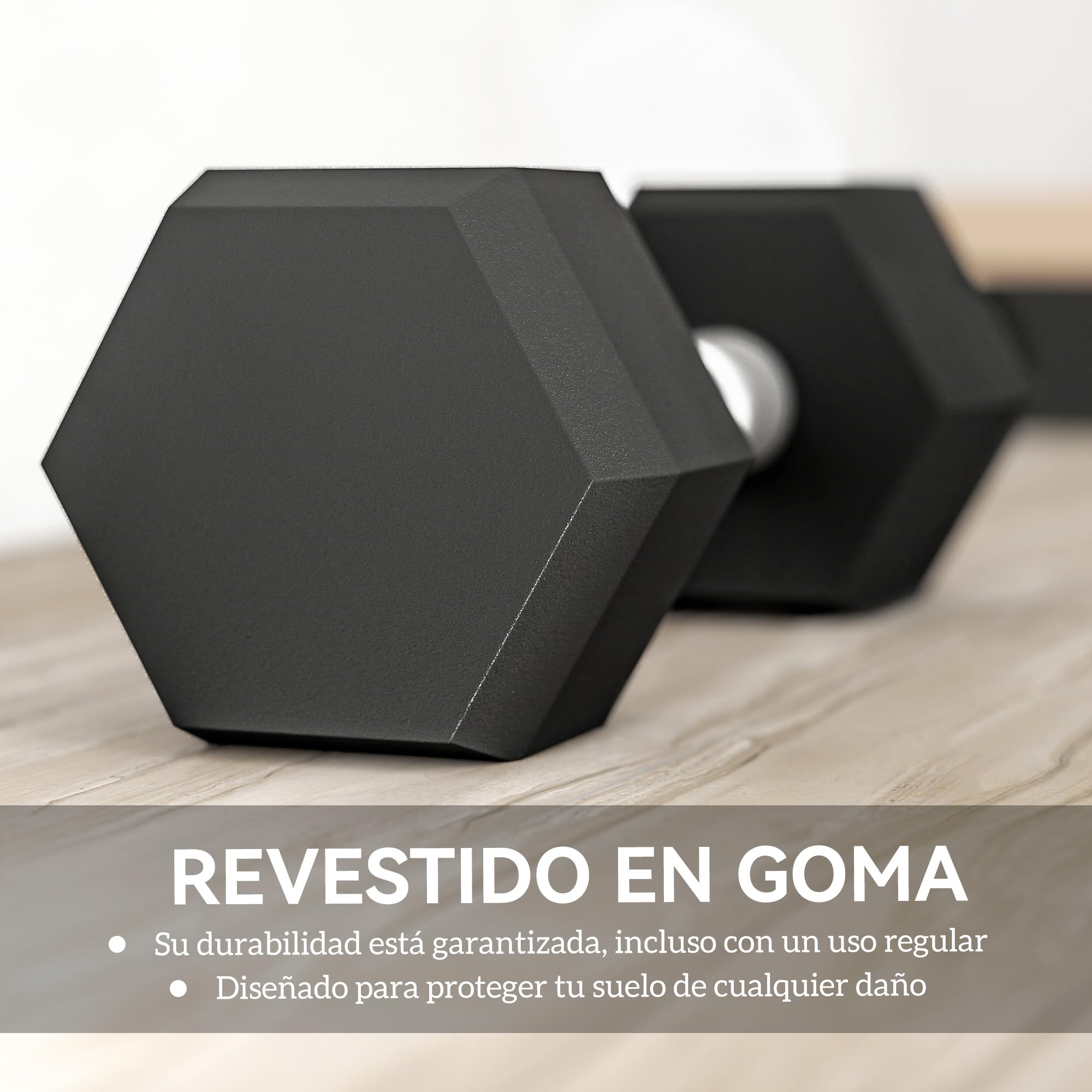 HOMCOM Juego de Mancuernas Hexagonales 2 x 6 kg Kit de Pesas con Barras de Conexión para Entrenamiento Fitness Gimnasio en Casa