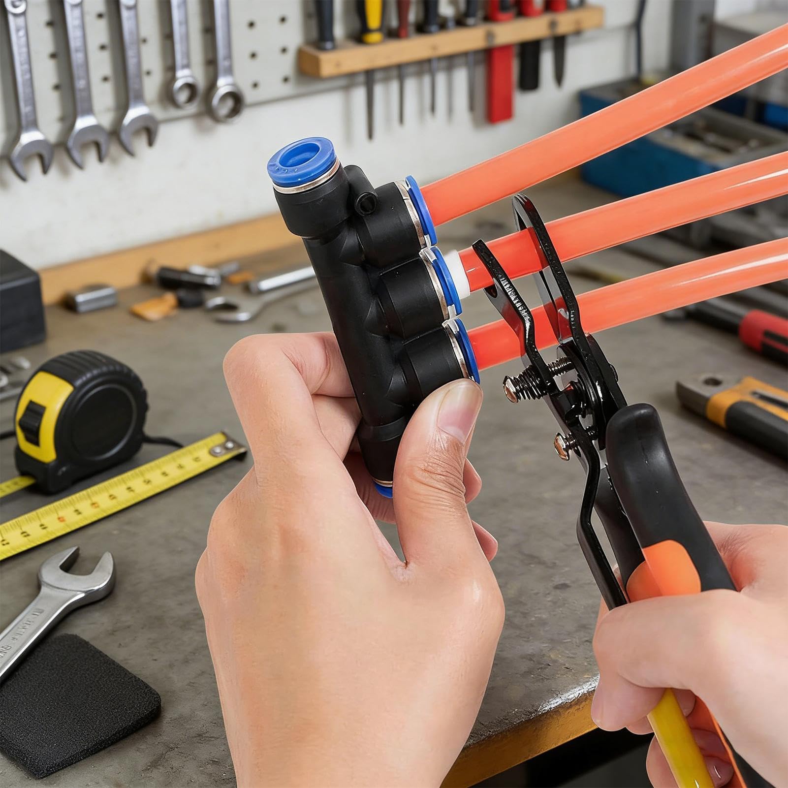 Pince à tuyau d'air – Déconnexion Push Connect, construction en acier au carbone, raccord universel, outil de réparation | Idéal pour les ateliers automobiles, les usines de tuyauterie, les
