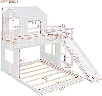 Vista 29 de Marco de litera con tobogán, no necesita somier, gris, individual sobre individual