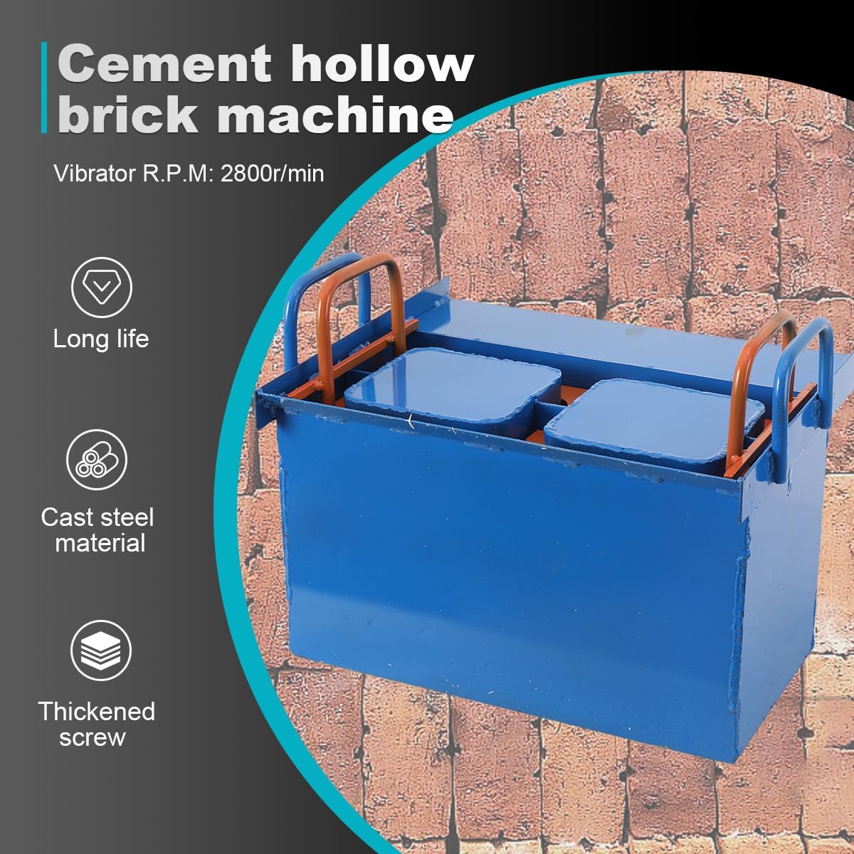 Concrete Block Making Machine for Construction, 110V 550W Hollow Block Making Machine, 2 Holes Brick Size 15.74 * 7.87 * 7.87inch/400 * 200 * 200mm, Paving Block Making Machine