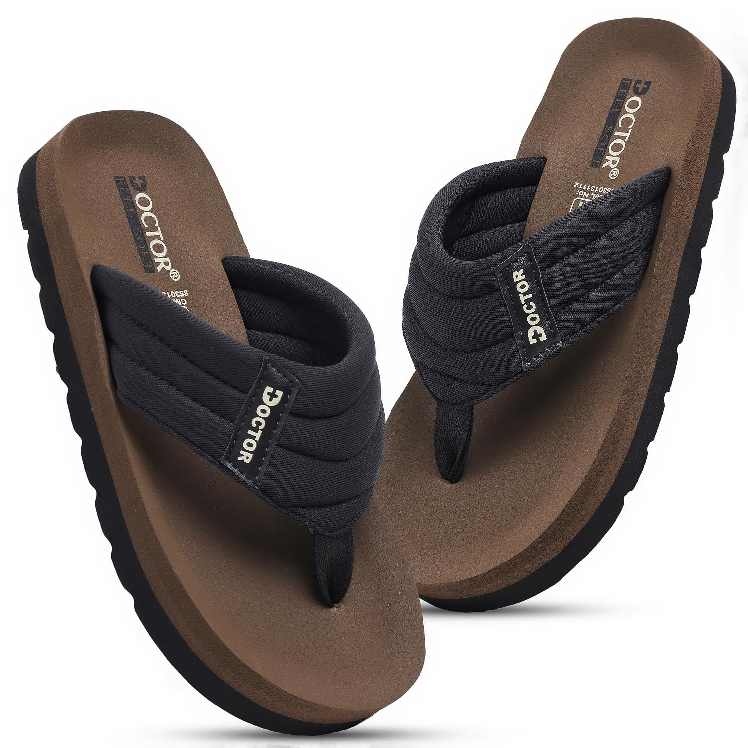 Cushioned Flip Flops for Men | Padded Fabric Strap Thong Slippers | Lightweight Anti-Slip EVA Sole Everyday Wear Footwear-image-43