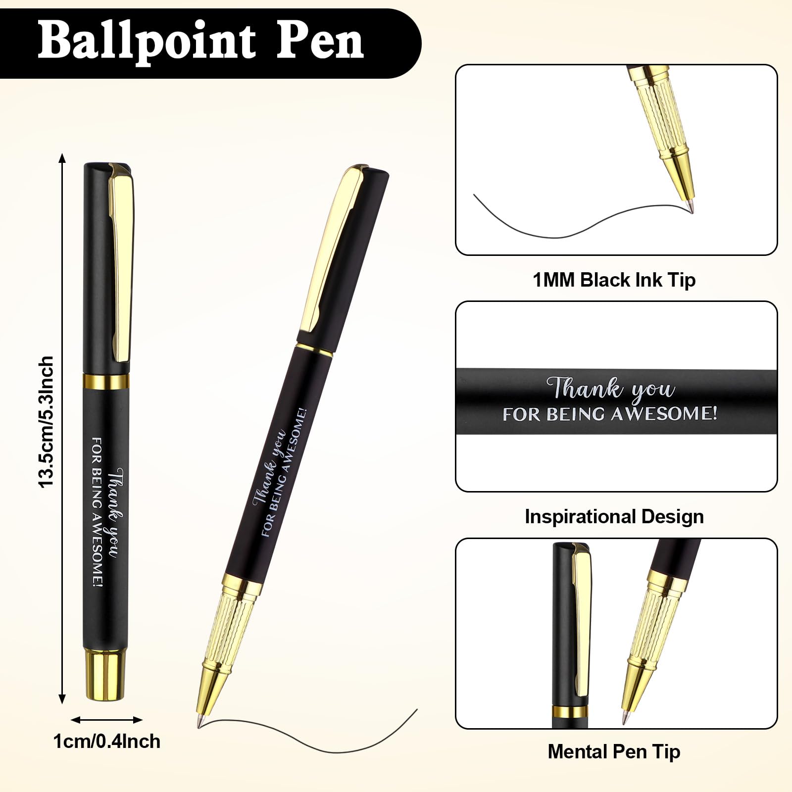 10 Pcs Employee Appreciation Gifts Bulk Inspirational Pens with Motivational Notebooks Coworker Appreciation Leather Journal Positive Pen Thank You Gift for Colleague Staff Teacher Team Leaving Gift - Image 3
