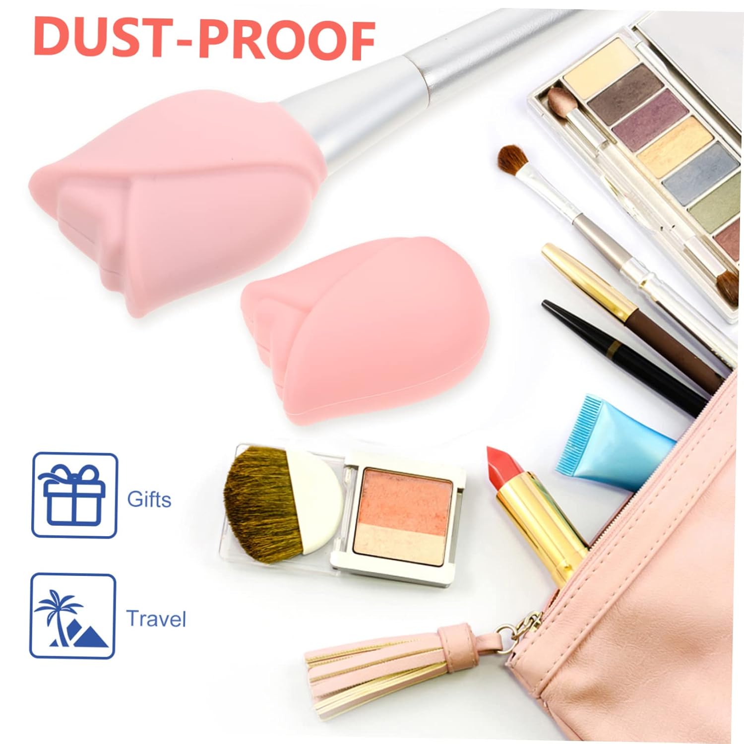 Angoily 9pcs Reusable Makeup Brush Protectors Travel Covers for Foundation Concealer Eyeshadow Brushes Makeup Holders
