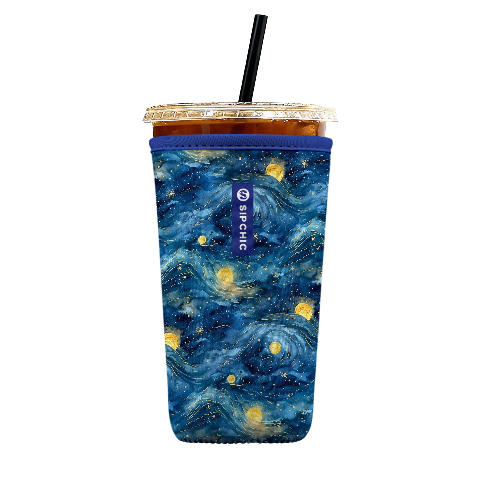 Iced Coffee Sleeve – Neoprene Reusable Cup Sleeves for Drinks, Insulated Drink Sleeves to Keep Hands Dry &amp; Drinks Cold, Stylish &amp; Durable Coffee Sleeves (Starry Ocean, Large: 30-32oz)