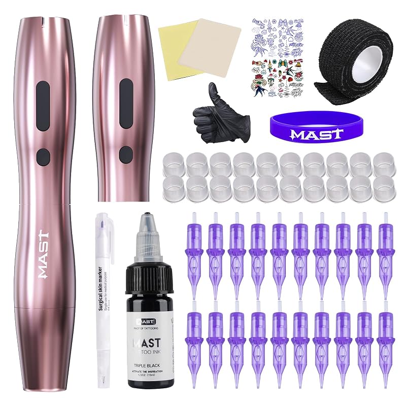 Kit para tatuagem sem fio MAST TATTOO P20, curso de 2,5 mm, caneta fina, 2 baterias