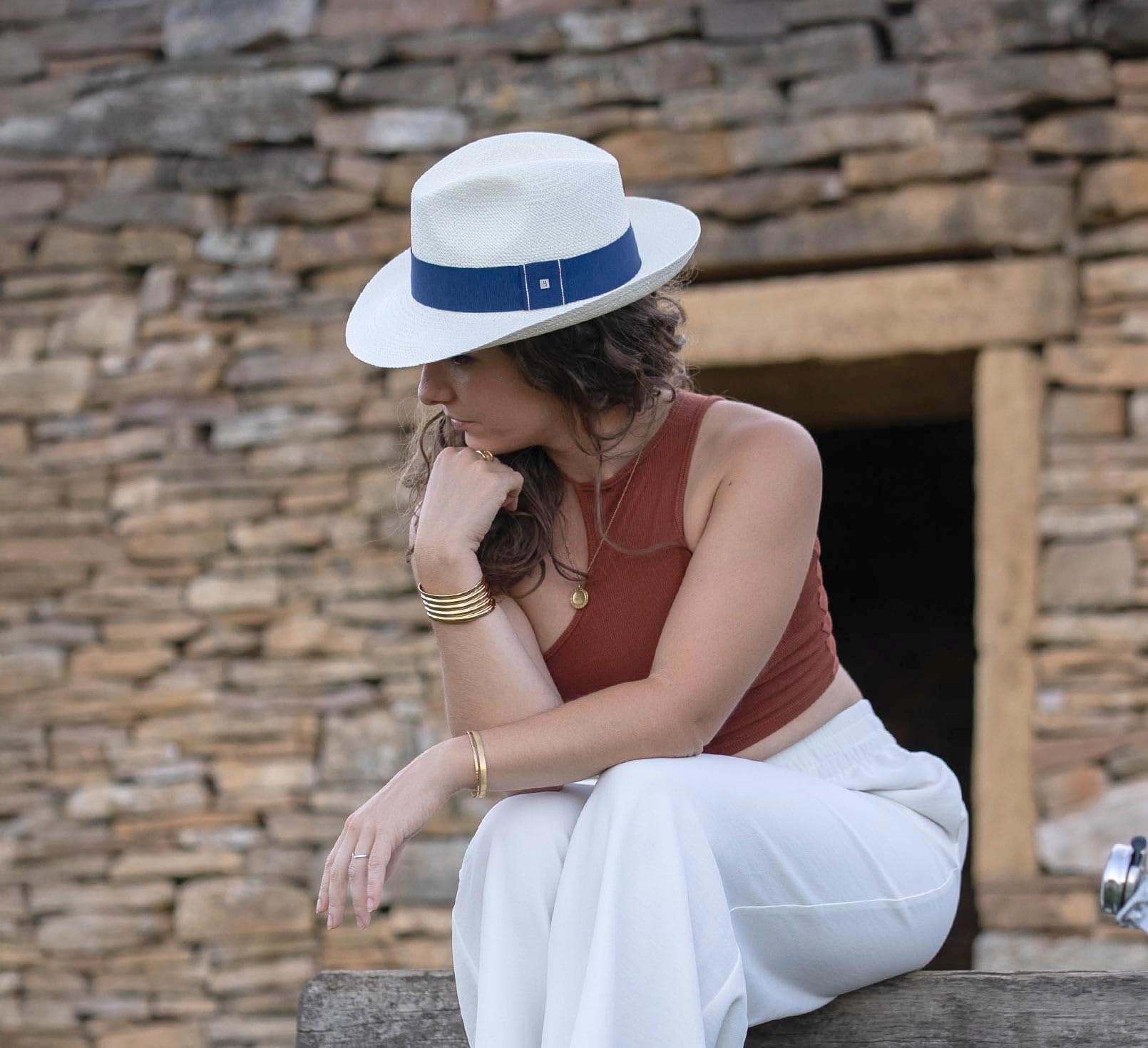 B Couture - Authentique Chapeau Panama, tressage Traditionnel en Équateur Large Bord, Homme ou Femme Thibault