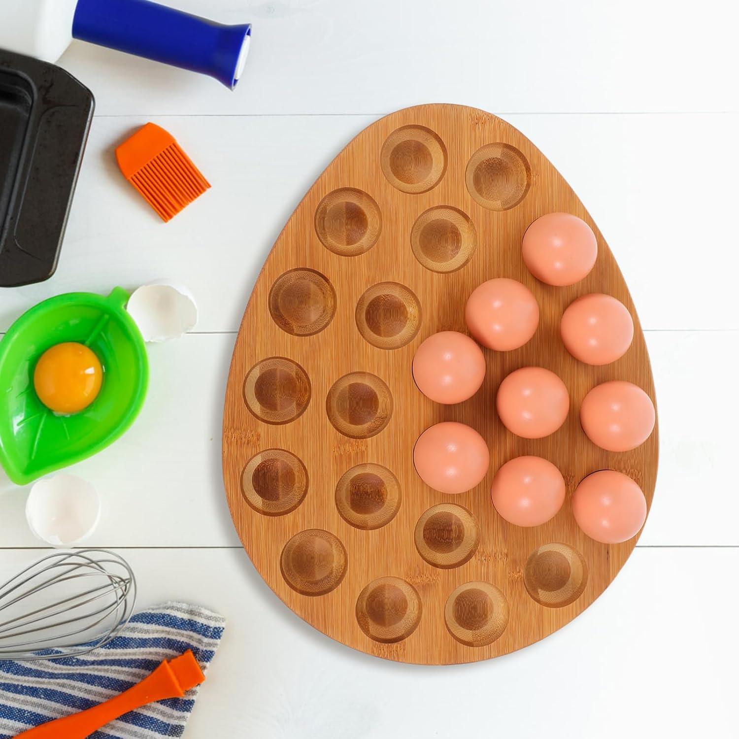Luxshiny Wooden Tray for Eggs for Kitchen and Refrigerator Polished Finish Display and Storage Aesthetic Design