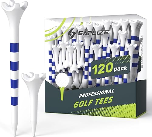 SAPLIZE Camisetas de golf mejoradas de plástico de 4 puntas, paquete de 120 (1-1/2 pulgadas, 3-1/4 pulgadas), grosor optimizado del eje para un