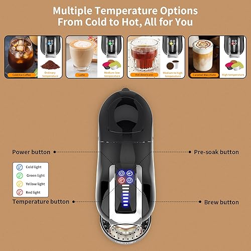 Miniatura 4 de KOTLIE Cafetera espresso 5 en 1 de una sola porción, cafetera de capuchino y café con leche, cafetera fría y caliente para K*cupNES*presso
