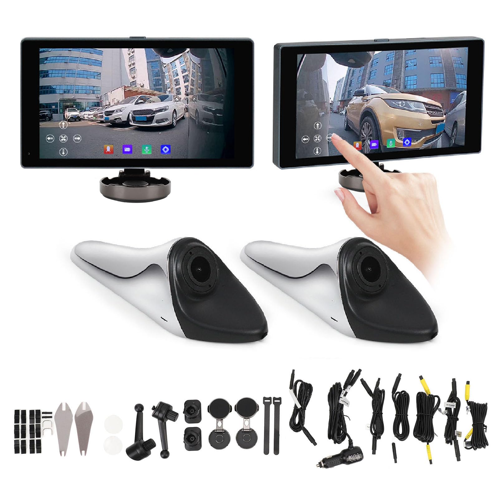 System kamer martwego punktu widzenia z boku, z 15-calowym ekranem dotykowym HD 1920 x 1080P, ostrzeżenie o martwym polu AI, nagrywanie DVR dla bezpieczeństwa pojazdu (SM502AI)