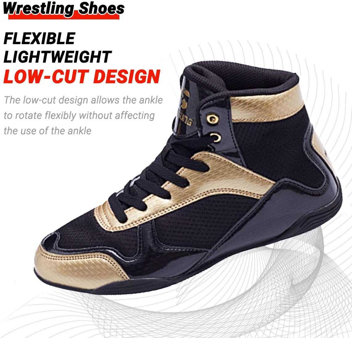 HO BEAR Men's Boxing Wrestling Shoes High-top Combat Speed Boxing Boots/Wrestling Shoes Non-Slip Rubber Sole…