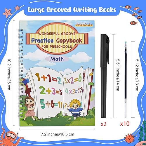 Miniatura 2 de AALGO Libros de práctica de escritura grandes con ranuras mágicas, práctica de escritura a mano reutilizables para niños de 5 a 7 años, libros