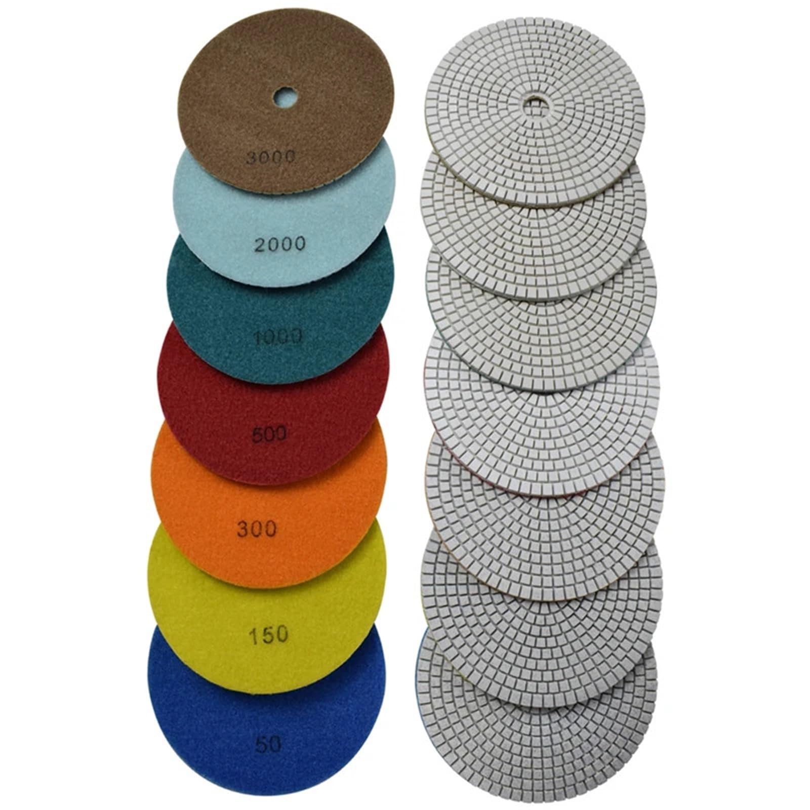 6-Zoll-Diamant-Polierpad, Nassschleifpapier for Schleifen von Beton, Stein, Marmor, Granit, Arbeitsplatte, 7 Stück