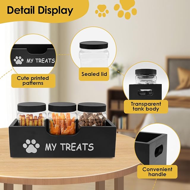 Foto 3 de 8 de Contenedor de comida para perros con 3 frascos para golosinas de plástico