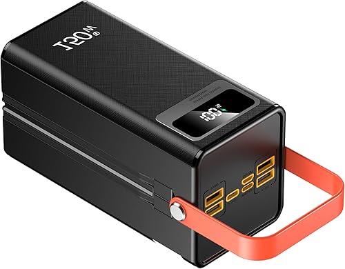 Miniatura 2 de Banco de energía de 100000mAh, cargador portátil de carga rápida de 150 W, con luz LED, con cables incorporados, 4 salidas y 3 entradas, fuente de