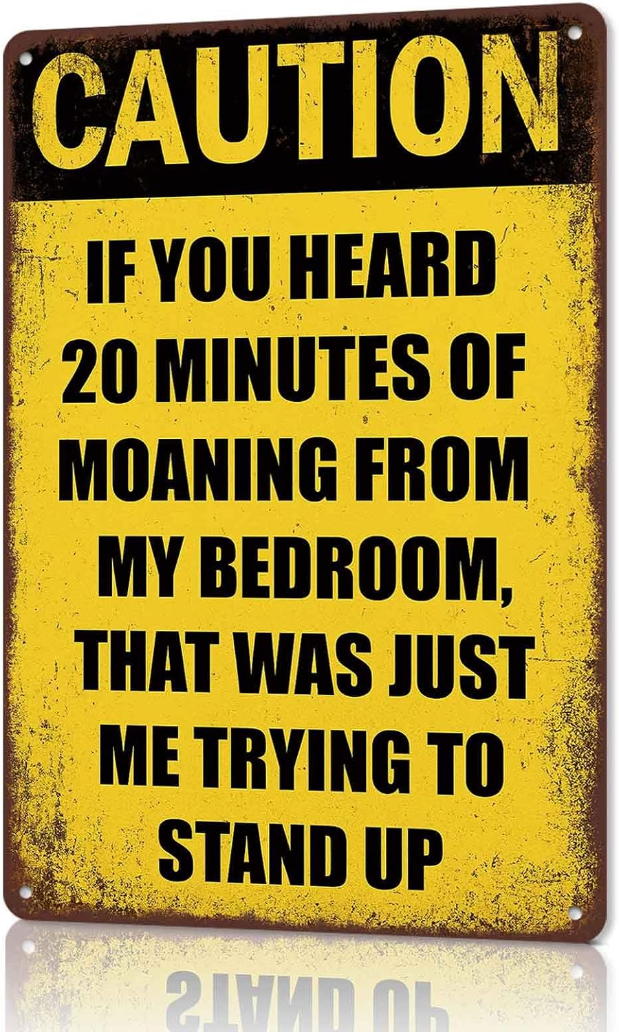 Funny Caution Bedroom Joke Aluminum Metal Wall Sign 8 x 12 Inch