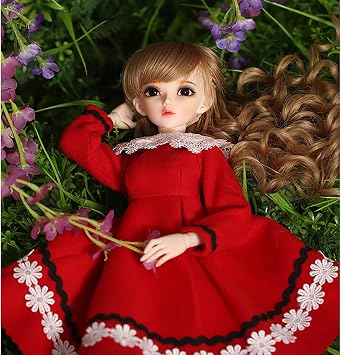 BJD Girl Doll Clothing Accessories, Pretty Flower Dress for 1/4 1/6 SD Doll Dress Up No Doll, Red, 1/4