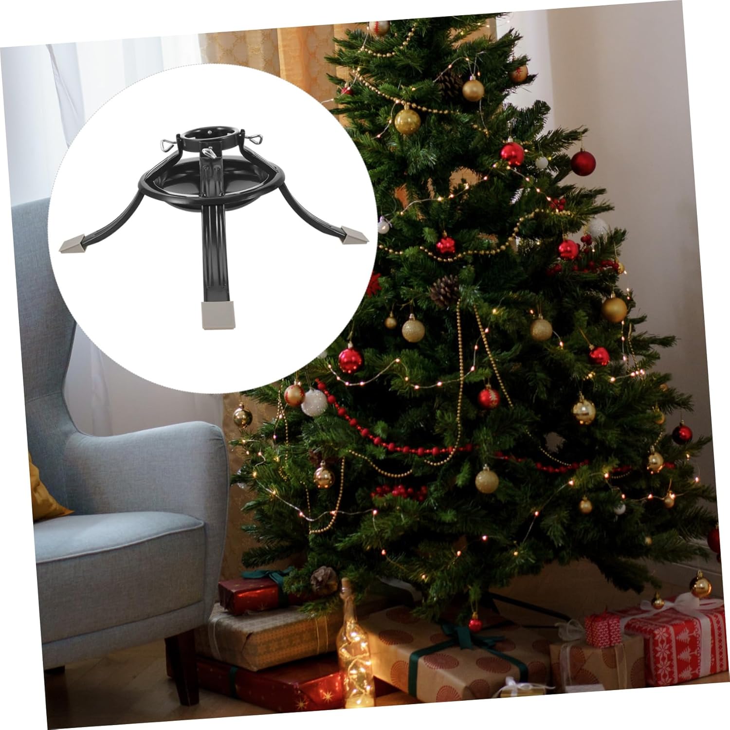 PRETYZOOM Christmas Tree Stand Base Heavy Duty Bracket for Xmas Tree Support and Easy to Assemble Tree Holder for Christmas Decorations