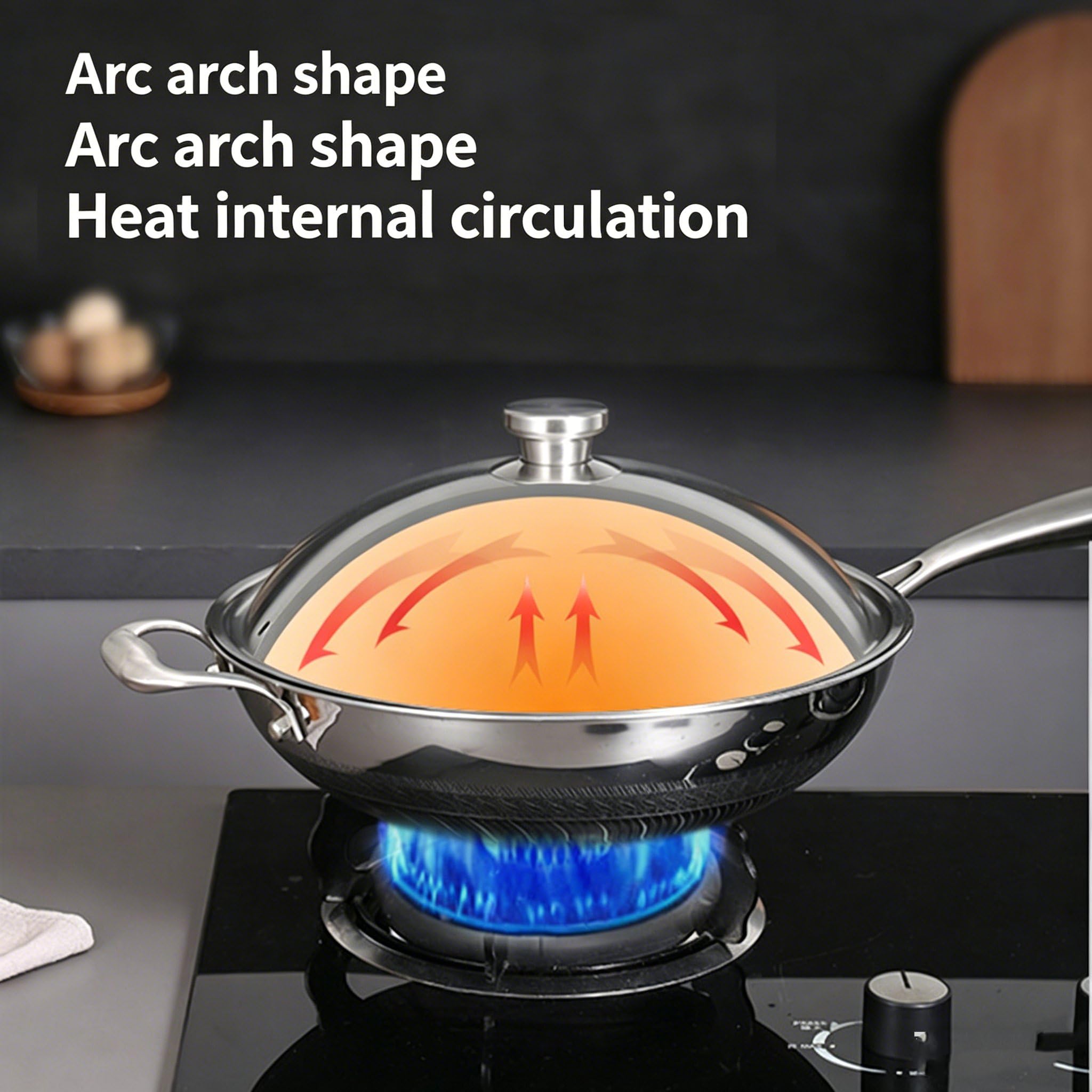 Tapa universal para sartenes y ollas, adecuada para todas las ollas, sartenes y woks de entre 30 cm y 38 cm, fabricada en acero inoxidable con un mango resistente al calor 32cm