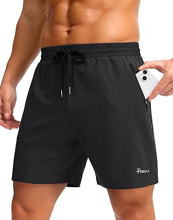 CRZ YOGA Heren Linerless Workout Shorts.5'' Lichtgewicht Quick Dry Running Sport Atletische Gym Shorts met zakken Platina Grijs S