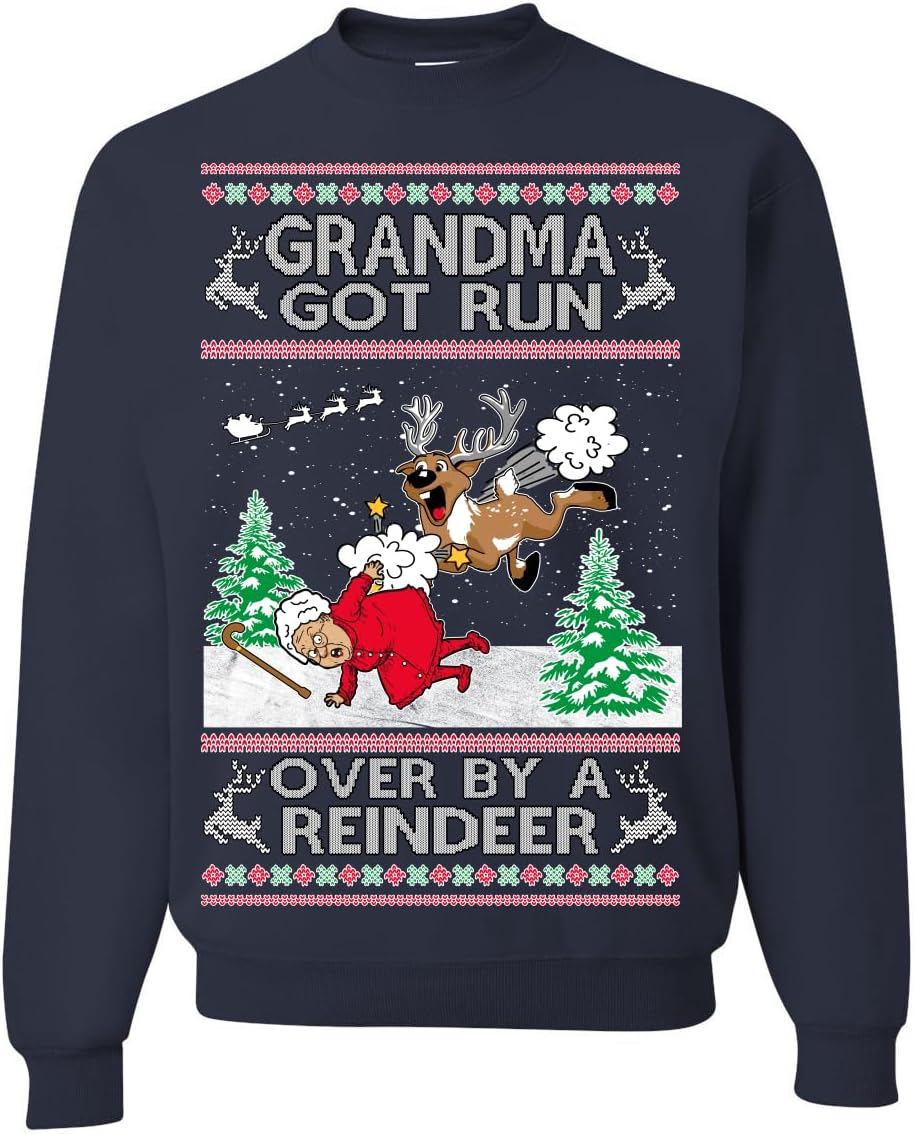 Wild Bobby Grandma Got Run Over by a Reindeer Funny Song Movie Classic Movie Ugly Christmas Sweater Crewneck Sweatshirt
